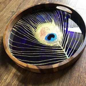 Bandeja de Resina Epoxi y Madera Natural, Ecológica, Pulida, Diseño Moderno, Apta para Microondas, para Servir Comida, Cocina, Restaurantes, Hogar, Bodas - Product Image 3