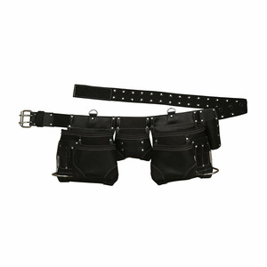 Bolsas de herramientas de cuero genuino de vaca para trabajo pesado con presilla para martillo, impermeables, costuras duraderas, ajuste regulable, para carpintería, aleación - Product Image 1