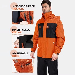 High Quality Autumn <b>Windbreaker</b> Set 2 Piece Sportswear Drawstring Closure Hidden Hood Casual Activewear Logo 100% Cotton - Product Image 2