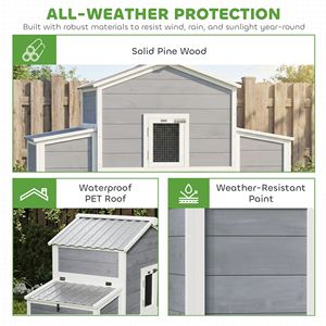 Grande Pollaio in Legno da 169 cm con 2 Cassette per la Deposizione delle Uova, Vassoio Scorrevole e Rampa per Animali da Fattoria - Product Image 6