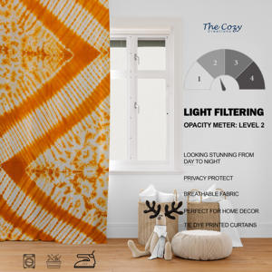 Cortina con Estampado Tie Dye Colorido, Panel Decorativo de Algodón Natural para Ventana, para Apartamento, Villa, Hotel, Venta al por Mayor en India - Product Image 6