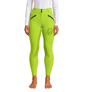 Leggings de equitación verde lima para mujer, cintura alta, pantalones de entrenamiento ecuestre elásticos, pantalones de montar cómodos, ropa deportiva - Product Image 1
