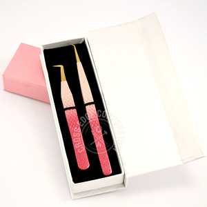 ที่หนีบขนตาสแตนเลส45 90องศาสีชมพูสีขาวแหนบปลายโค้งงอรูปตัว X คลาสสิก - Product Image 4
