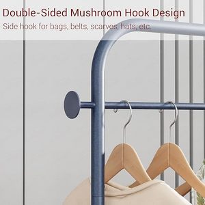 Minimalist Metal Clothing <b>Rack</b> With Wheels And Storage Basket For Wardrobe Use Standing Type Multifunctional Design - Product Image 6