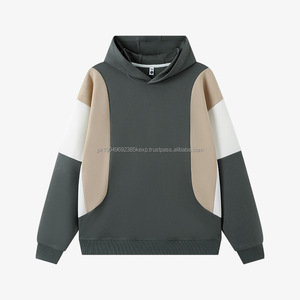 Sweat-shirt à capuche à épaules tombantes sur mesure OEM, poids lourd, 100% coton éponge, sweat-shirt pour homme, design à blocs de couleur, doublé, taille XS - Product Image 4