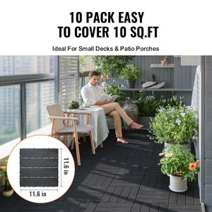 Interlocking Deck <b>Tiles</b> 10 Pack 12"x12" 10 Sq. ft Waterproof Outdoor <b>Plastic</b> Flooring All Weather Patio Floor Decking Cover - Product Image 2