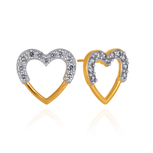 Pendientes de Diamantes en Forma de Corazón, Chapados en Oro Amarillo, Joyería Romántica para Uso Diario para Mujer, Diamantes Cultivados en Laboratorio de Color H - Product Image 3