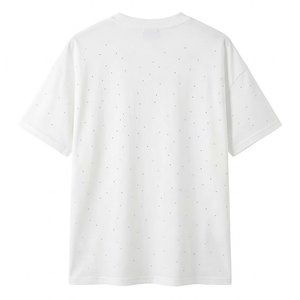 Camiseta de Hombre Blanca con Pedrería, Hombros Caídos, Talla Grande, Algodón Grueso, Logotipo Personalizado, Precio al por Mayor, Verano - Product Image 2