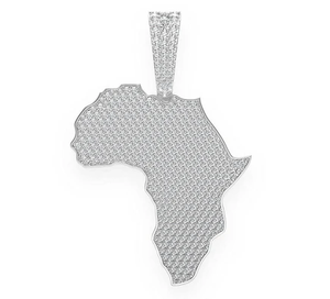 Collar con Colgante de Mapa de África con Incrustaciones de Diamantes de Imitación, Acabado en Oro, VVS Moissanite, Estilo Hip Hop, Joyería de Lujo para Hombre - Product Image 1
