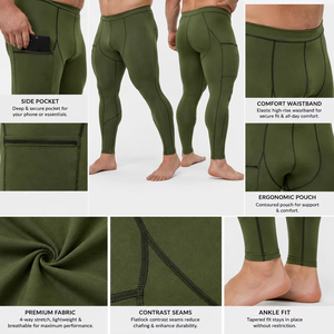 Plus Size Fitness Leggings <b>Men</b> Gym Workout Yoga Pants Breathable Side Pockets Workout Legging <b>Men's</b> High Waist <b>Compression</b> <b>Tight</b> - Product Image 6