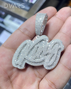 Pendentif personnalisé en moissanite avec lettre royale, bijoux hip-hop, logo ou nom personnalisé, en argent sterling 925, pendentif de luxe - Product Image 2