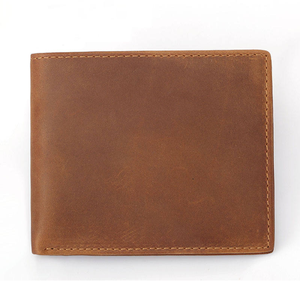 Premium Genuine Leather Men's <b>Wallet</b> <b>RFID</b> <b>Blocking</b> Slim Minimalist Bifold <b>Wallet</b> Custom Logo Wholesale Brown - Product Image 2
