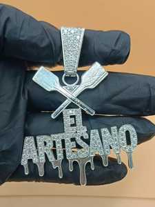 Pendentif personnalisé avec lettres, serti de moissanite VVS, en argent sterling 925, style hip hop pour homme - Product Image 2