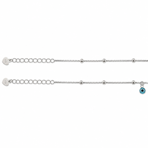 925 Sterling Silver Blue Eye Beaded Chain <b>Anklet</b> for Women High Polish Minimalist Lucky Charm Daily Wear Party Gift Jewelry - Product Image 4