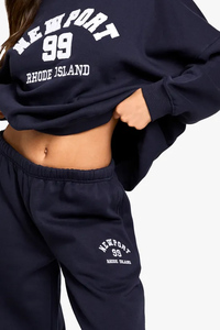 กางเกงจ็อกเกอร์ผ้าฝ้ายแท้ 100% สีกรมท่า ทรงขากว้าง ปักลาย สำหรับผู้หญิง เนื้อผ้าเทอร์รี่ฟลีซ นุ่มสบาย กางเกงวอร์มขายาวสำหรับผู้หญิง - Product Image 3