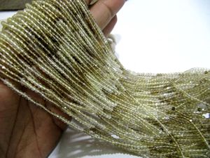 Perles de pierre naturelle de quartz citron micro-facettées en rondelles, taille 2,5 mm, brin de 13 pouces de long - Product Image 3