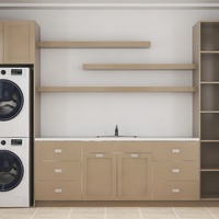Meuble de buanderie Senger Villa avec machine à laver encastrée, armoire de rangement pour appartement avec tiroir, armoire de rangement personnalisée pour buanderie