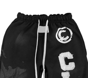 <b>Men</b>’s Distressed Embroidery Tracksuit Heavyweight Hoodie <b>Jogger</b> Set Vintage Streetwear Fashion Custom Two Piece Apparel - Product Image 5