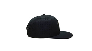 Black 6-Panel Breathable Mesh Flat Brim <b>Snapback</b> <b>Cap</b> with Custom Logo for Spring Summer Adult Produced in Vietnam High Quality - Product Image 4