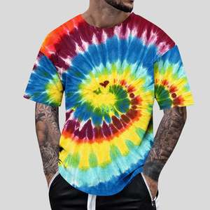 Vente en gros OEM directe de t-shirts tie-dye pour hommes, col rond, 100% coton, taille plus, coupe ample, t-shirt d'été confortable - Product Image 1