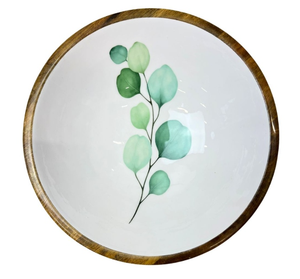 Bol de service multifonctionnel en bois, design européen, motif feuille tropicale émaillée, écologique et durable, pour la cuisine - Product Image 1