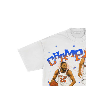 2026 Knicks Champions T-Shirt <b>Men's</b> White Short Sleeve 100% Cotton Solid Jersey Print <b>Turtleneck</b> Formal Regular Fit - Product Image 4
