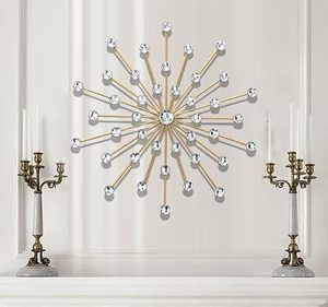 Modern Crystal <b>Wall</b> Art Decor Circular Abstract Geometric Metal Hanging Accent Piece - Product Image 2
