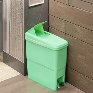 Sanitary Waste Disposal Foot Pedal <b>Bin</b> Rectangular Shape PP Material 21L Capacity <b>Lid</b> Indoor Use - Product Image 1