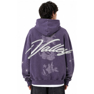 เสื้อฮู้ดพิมพ์ลาย Valley ทรงโอเวอร์ไซส์ สีม่วง สำหรับทุกเพศ สวมใส่สบาย ทรงปกติ ผ้าเฟรนช์เทอร์รี่ 100% ผ้าฝ้าย สไตล์ฤดูใบไม้ร่วง - Product Image 3