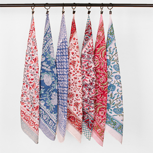 Bandanas en coton style vintage, multicolores, imprimées au bloc, écologiques, cadeau pour adultes, foulards pour femmes - Product Image 2