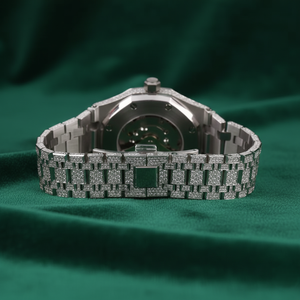 Reloj de Lujo Pragalbh Iced Moissanite Cronógrafo, Oro Rosa y Plata, Completamente Adornado con Piedras, Movimiento de Cuarzo, Resistente al Agua 3 Bar - Product Image 2