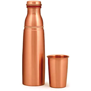 Bouteille d'eau en cuivre martelé de qualité supérieure 1L - Récipient en cuivre ayurvédique anti-fuite pour les bienfaits santé - Bouteille en cuivre durable - Product Image 5