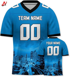 Camisetas Deportivas de Fútbol Americano con Estampado de Secado Rápido para Adultos, Amarillas con Número Azul y Estampado - Product Image 2