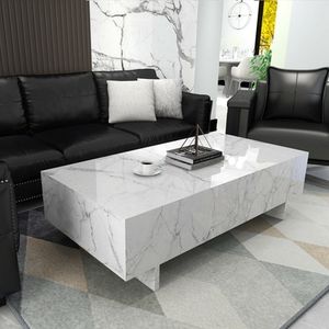Elegante Mesa de Centro de Mármol para Sala de Estar Estilo Rústico con Superficie de Resina - Product Image 3