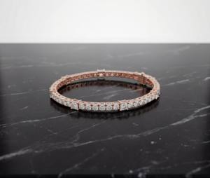 Brazalete de Tenis con Diamantes Eternity en Oro Rosa, Elaborado en Plata de Ley, Clásico, Atemporal, Lujoso y Brillante, Regalo para Mujer, Fiesta - Product Image 2