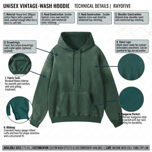 Sweat-shirt à capuche vert surdimensionné avec broderie étoile, unisexe, décontracté, avec poche et logo sur le devant, coupe-vent et respirant - Product Image 2