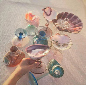 Eco-Friendly <b>Abalone</b> <b>Shell</b> Cocktail Glass Handmade Natural Wine Goblet Rustic Champagne Cup for Wedding Bar Celebration - Violet - Product Image 5