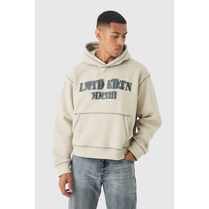 Sudadera con Capucha Extra Grande para Hombre, de Algodón, Color Sólido, con Estampado de Letras, Bolsillo Delantero, Estilo Casual para Otoño - Product Image 1