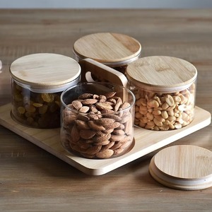 Handmade Food Storage Jars with Bamboo Lids Airtight Containers for Kitchen Use Minimalist Design Set with <b>Tray</b> kitchen usage - Product Image 4