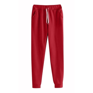 <b>Women</b> Solid Color <b>Knitted</b> <b>Jogger</b> Pants Casual Full Length Regular Fit Red - Product Image 2