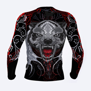 Camiseta de Compresión de Manga Larga para Hombre, para MMA, con Estampado de Lobo por Sublimación, Ajustada, que Absorbe la Humedad, Ropa Deportiva - Product Image 6