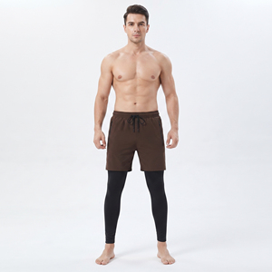 Customized Drawstring Waist <b>Shorts</b> With Side Pocket Gym Workout Mid Waist <b>Compression</b> Leggings Double Layer Yoga Pant <b>Shorts</b> <b>Men</b> - Product Image 1