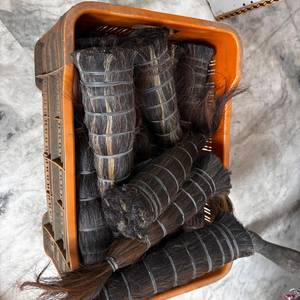 Natural <b>Black</b> <b>Raw</b> Buffalo Tail Hair Bundle Handmade Organic Material for DIY Craft Brush Making - Product Image 1