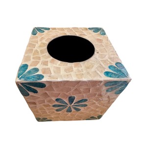 Handmade Wooden Tissue Box with Mother of Pearl Inlay for Home Decor - Product Image 1