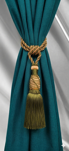 Traditional Olive Green <b>Curtain</b> Tieback Tassel with Braided Rope and Elegant Design for Window Drapes - Product Image 3