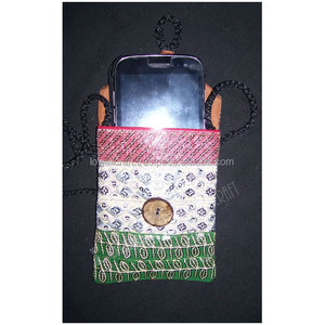 Women's Luxury Handmade Ethnic Crossbody Sling Bag <b>Small</b> Strap Sequence Embroidery Border Mobile Phone Hanging Fancy Pouch Case - Product Image 5
