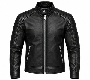 Custom Men's Glossy Stand Genuine Leather Breathable Eco-Friendly Full Zip Winter <b>Coat</b> Warm <b>Lightweight</b> Wholesale Plus Front - Product Image 1
