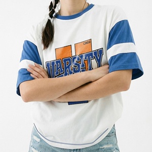 Oversized Varsity Print Cotton Luxury T-Shirt Women Short Sleeve Crew Neck <b>Plus</b> <b>Size</b> Logo Front Regular Fit Sexy Tee - Product Image 3