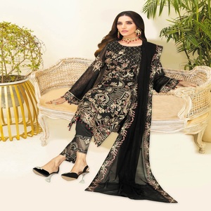 Salwar Kameez de style pakistanais brodé de haute qualité, tenue de soirée spéciale, costumes Sharara indiens et pakistanais en mousseline de soie - Product Image 2