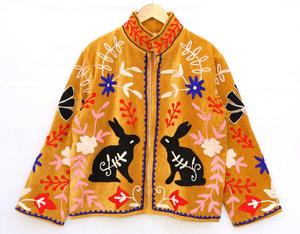 <b>Top</b> Quality Women Suzani Embroidered Velvet Jacket Floral Ethnic Fashion Wholesale <b>Coat</b> Floral Suzani Embroidered - Product Image 5